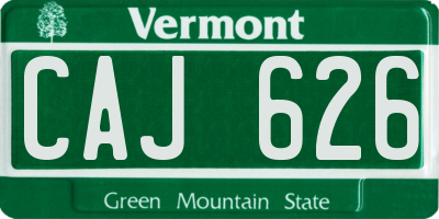 VT license plate CAJ626