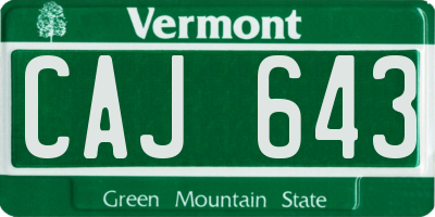 VT license plate CAJ643