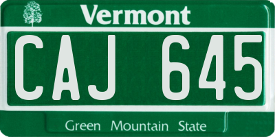VT license plate CAJ645
