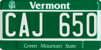 VT license plate CAJ650