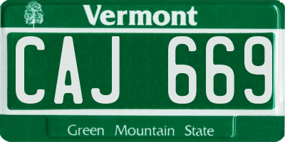 VT license plate CAJ669