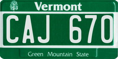 VT license plate CAJ670