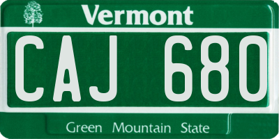 VT license plate CAJ680