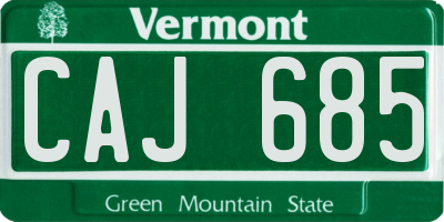 VT license plate CAJ685
