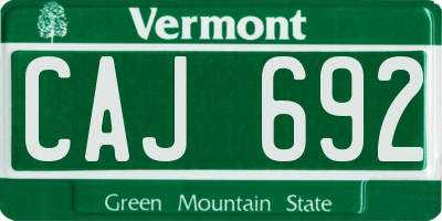 VT license plate CAJ692