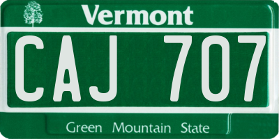 VT license plate CAJ707
