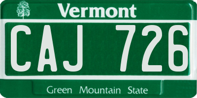 VT license plate CAJ726