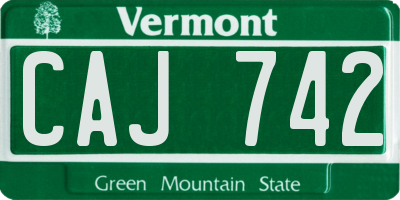 VT license plate CAJ742