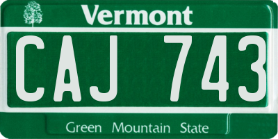VT license plate CAJ743