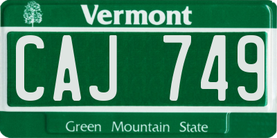 VT license plate CAJ749