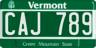 VT license plate CAJ789