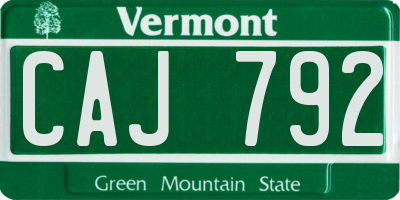 VT license plate CAJ792
