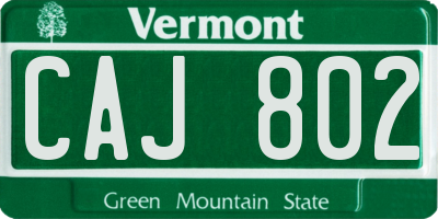 VT license plate CAJ802