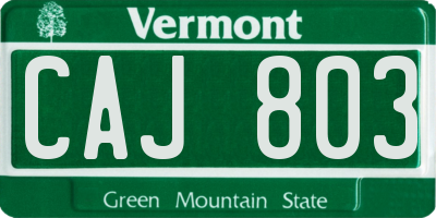 VT license plate CAJ803