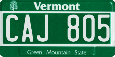 VT license plate CAJ805