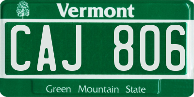VT license plate CAJ806