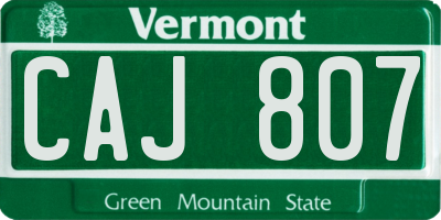 VT license plate CAJ807
