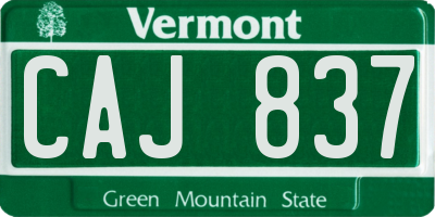 VT license plate CAJ837