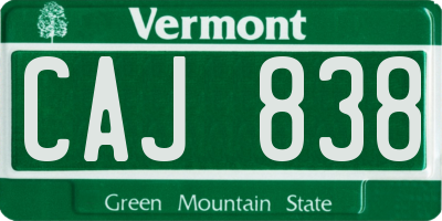 VT license plate CAJ838