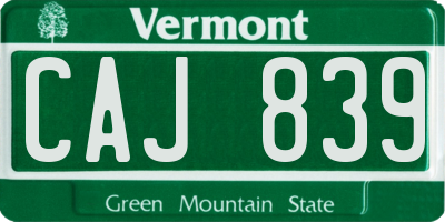 VT license plate CAJ839