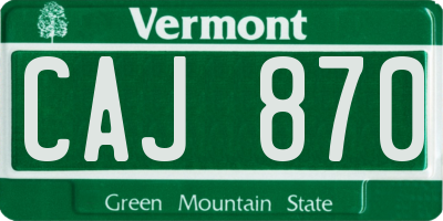 VT license plate CAJ870