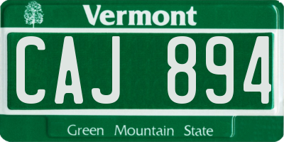 VT license plate CAJ894