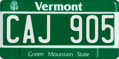 VT license plate CAJ905