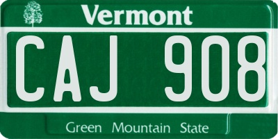 VT license plate CAJ908