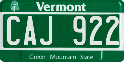 VT license plate CAJ922