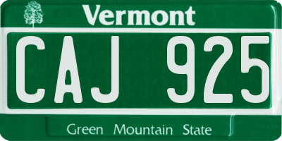 VT license plate CAJ925