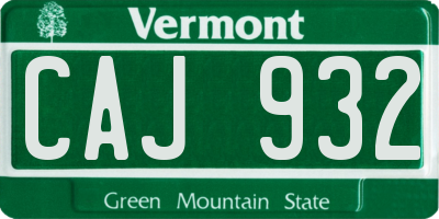 VT license plate CAJ932