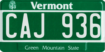 VT license plate CAJ936