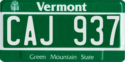 VT license plate CAJ937
