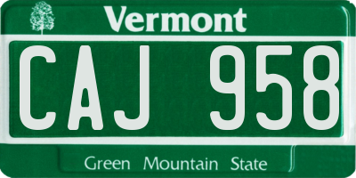 VT license plate CAJ958