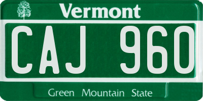 VT license plate CAJ960