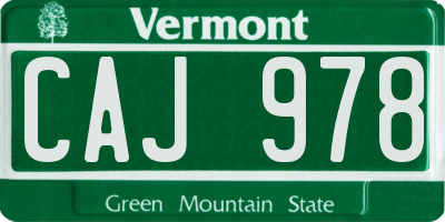 VT license plate CAJ978