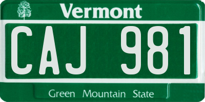 VT license plate CAJ981