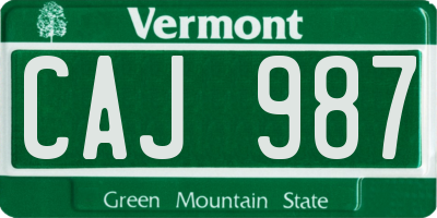 VT license plate CAJ987