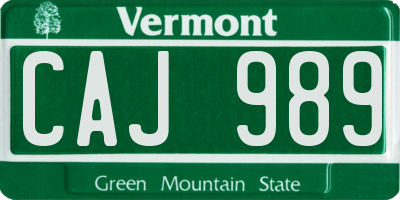 VT license plate CAJ989