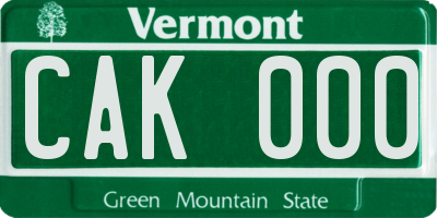 VT license plate CAK000