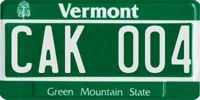 VT license plate CAK004