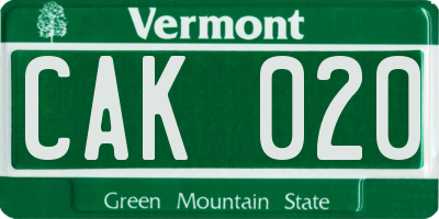 VT license plate CAK020