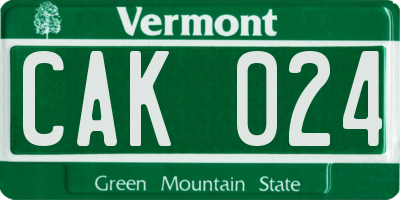 VT license plate CAK024