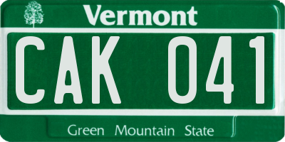 VT license plate CAK041