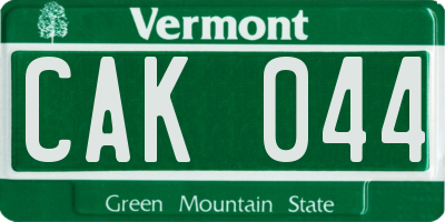 VT license plate CAK044