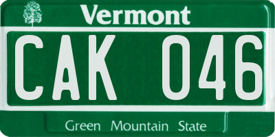 VT license plate CAK046