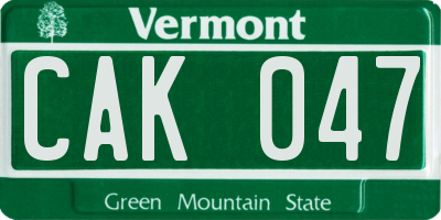 VT license plate CAK047