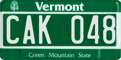 VT license plate CAK048