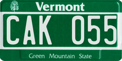VT license plate CAK055