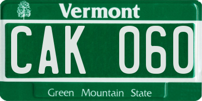 VT license plate CAK060